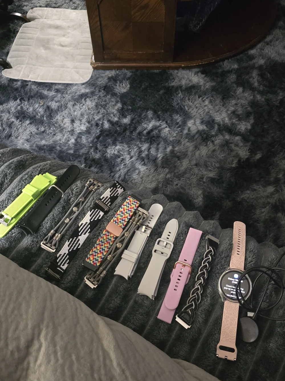 Samsung Smartwatch with Neon Green, Black, Pink and Multicolor Straps